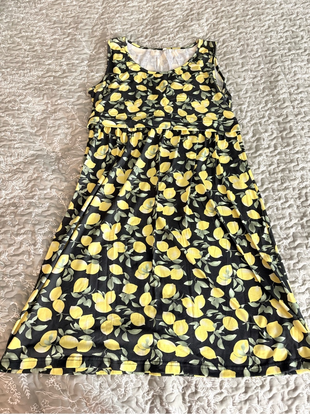 Motherhood Maternity Black and Yellow Lemon Print Midi Dress